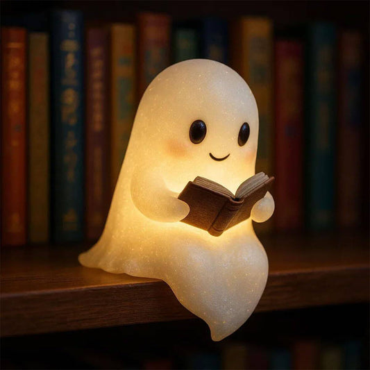Cute Reading Ghost Lamp | Soft, Cozy Night Light for Decor and Kids' Rooms