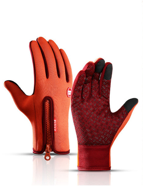 Water-Resistant Touchscreen Winter Gloves – Anti‑Slip Grip with Zipper