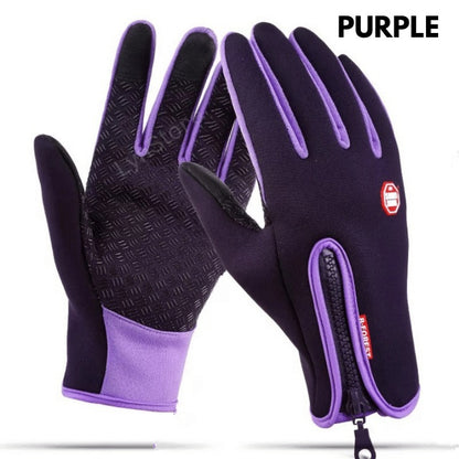 Water-Resistant Touchscreen Winter Gloves – Anti‑Slip Grip with Zipper