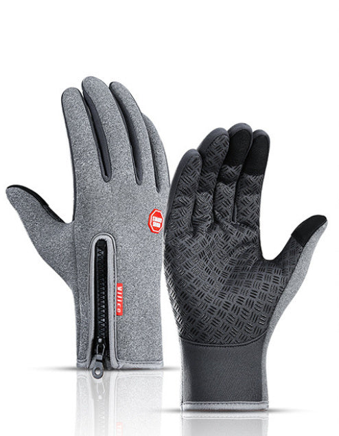 Water-Resistant Touchscreen Winter Gloves – Anti‑Slip Grip with Zipper