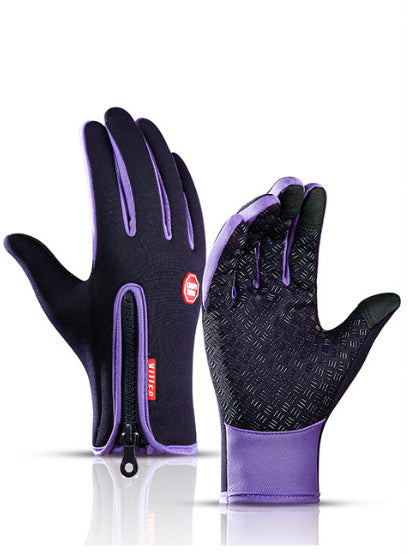 Water-Resistant Touchscreen Winter Gloves – Anti‑Slip Grip with Zipper