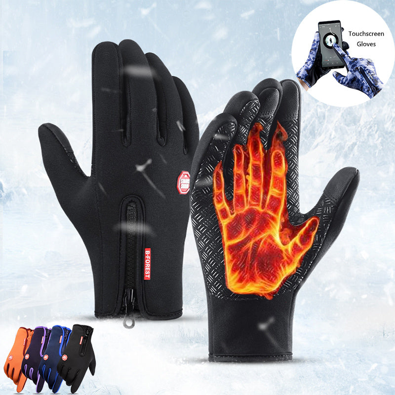 Water-Resistant Touchscreen Winter Gloves – Anti‑Slip Grip with Zipper
