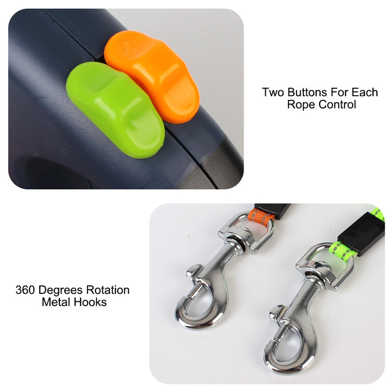 Dual Pet Leash with LED & Swivel