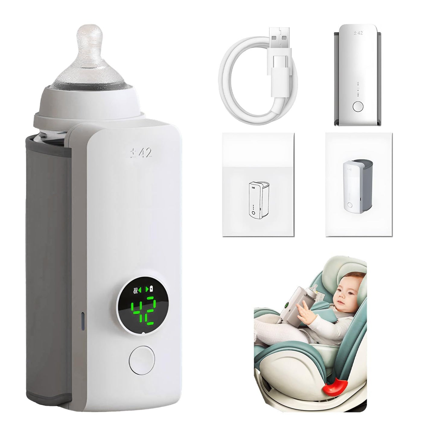 Portable Wireless Baby Bottle Warmer – USB Rechargeable Milk Heating Bag with Constant Temperature
