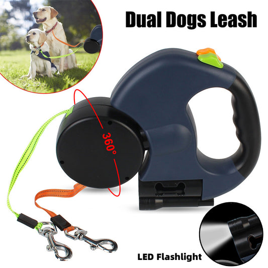 Dual Pet Leash with LED & Swivel