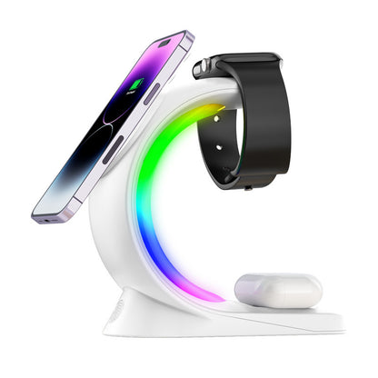 Multi-Device Wireless Charging Stand with Stylish RGB LED Lighting