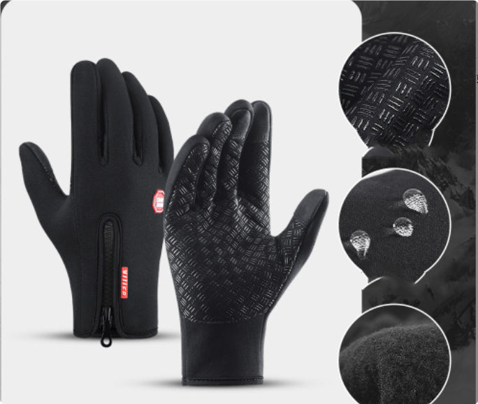 Water-Resistant Touchscreen Winter Gloves – Anti‑Slip Grip with Zipper