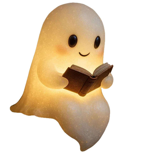 Cute Reading Ghost Lamp | Soft, Cozy Night Light for Decor and Kids' Rooms